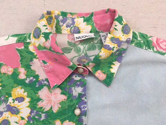 1990's, cotton, cropped, tie waist, button up, co… - image 3