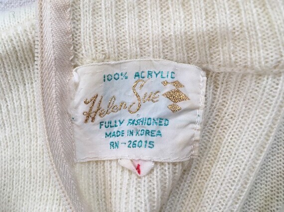 1970's, thin sweater, in cream, with burgundy, ye… - image 4