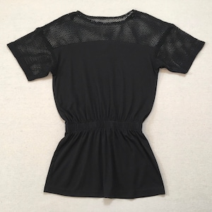 1980&#39;s, net shoulder, jersey knit, elastic waist, beach tunic, in black