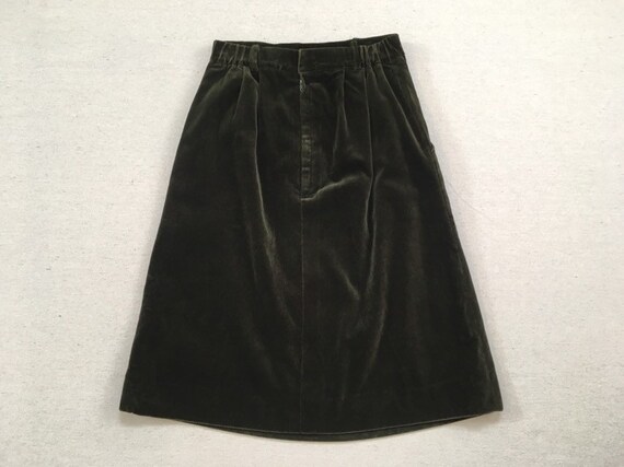 1980's, A-line, velvet skirt in dark olive-gray - image 9