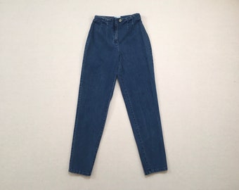Jaren 1980, darted taille, dunne stretch denim, jeans