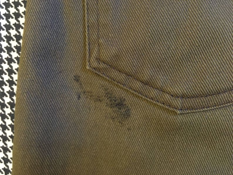 1970's, Big E, Levi's, flare leg, jeans, in army green, size 32x30 image 8