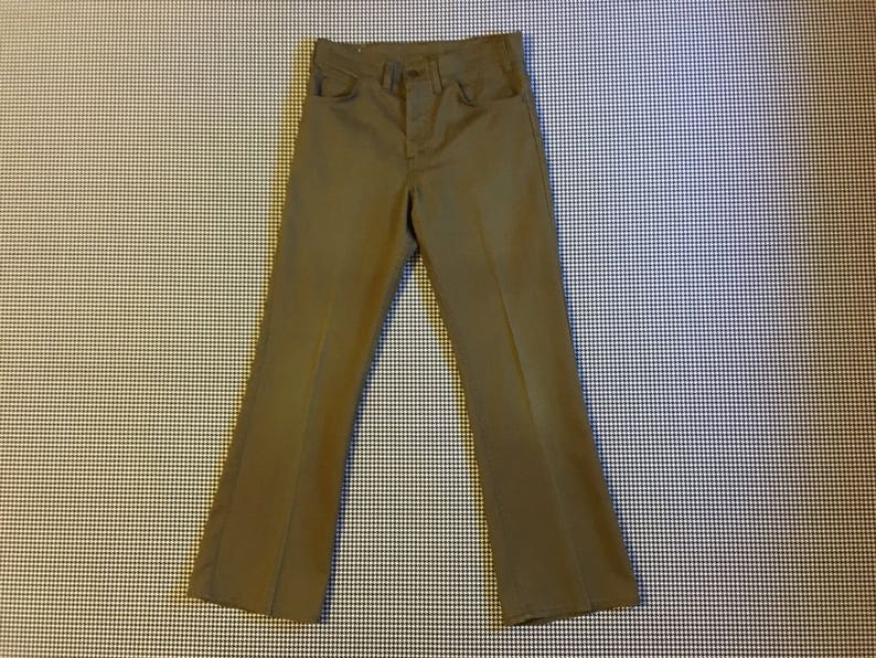 1970's, Big E, Levi's, flare leg, jeans, in army green, size 32x30 image 1