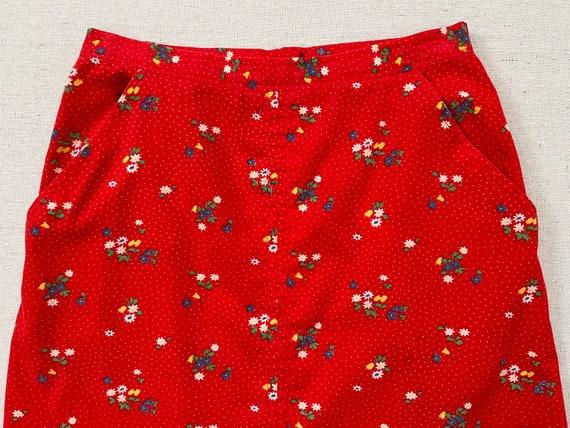 1970's, skirt in red with tiny white polka dots a… - image 2