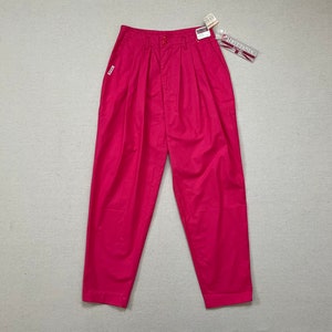 1980&#39;s, cotton, high pleated waist, pants in hot pink by Brittannia