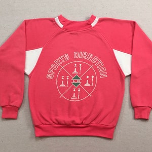 1980&#39;s, &quot;SPORTS DIRECTION&quot; sweatshirt in bright salmon with white