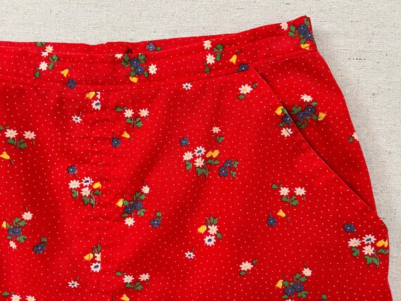 1970's, skirt in red with tiny white polka dots a… - image 4