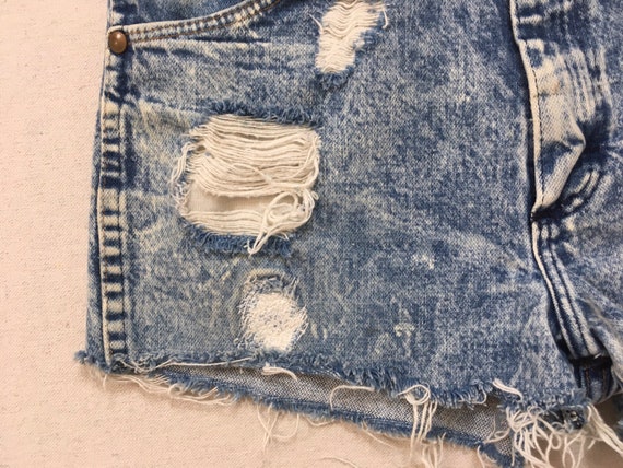 1980's, distressed, cut-off, denim shorts, in aci… - image 5