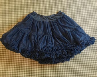 1970's, nylon, petticoat, in navy blue, Women's size Large