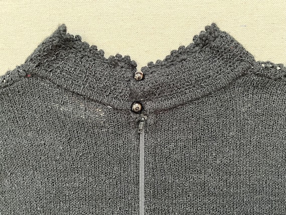 1970's, knit, belted, A-line dress in black - image 10
