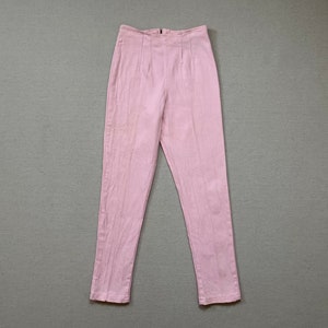1980&#39;s, high waist, bareback, zip back, stretch jeans in pale pink