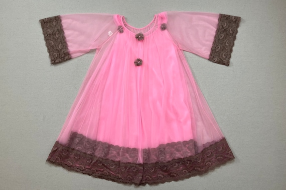 1960's, chiffon, nightie and dressing gown in cot… - image 1
