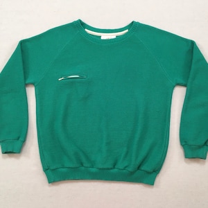 1980&#39;s, cotton, textured, zip pocket, sweatshirt, in green