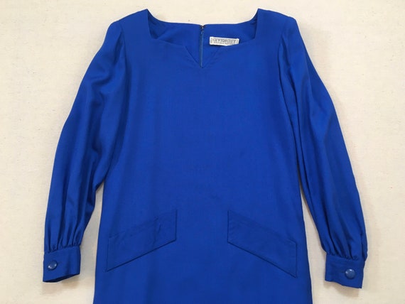 1980's, balloon sleeve, sack dress, in cobalt blu… - image 2