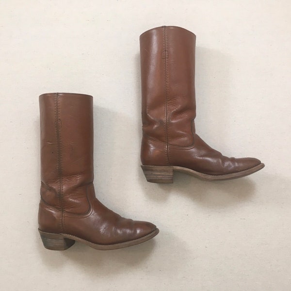 1980's, Frye, rancher boots, in tan, Men's size 9.5 D