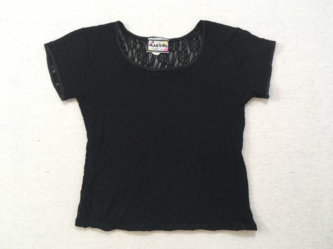 1990's Short Sleeve Semi-cropped Stretch Lace Top in - Etsy