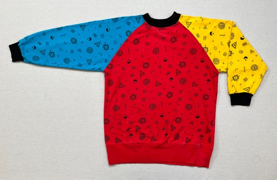 1980's, cotton, tunic sweatshirt in red, blue and… - image 5
