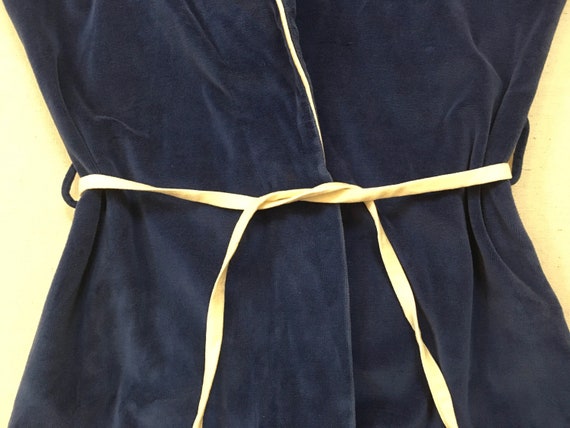 1970's, velvet, cross tie, maxi robe, in dark blu… - image 4