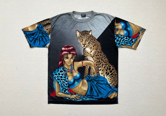 Tiger patch cropped T-shirt, STRIPED SILK Monogram SHIRT BLUE