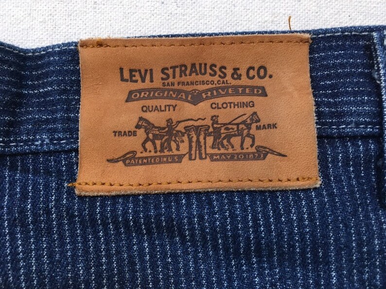 1980's dark pinstripe denim jeans by Levi's Size Etsy