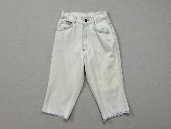 1980's, high waist, denim capris in ultra light w… - image 1