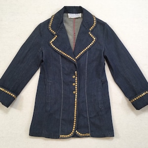 1970er Jahre, Armärmel, Messing besetzt, Snap vorne, Jeansjacke