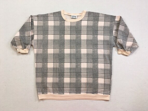 1980's, cotton, 3/4 sleeve, banded bottom pullove… - image 1