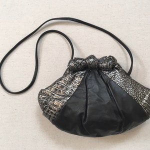 1980&#39;s, leather, hinge purse, in black and silver