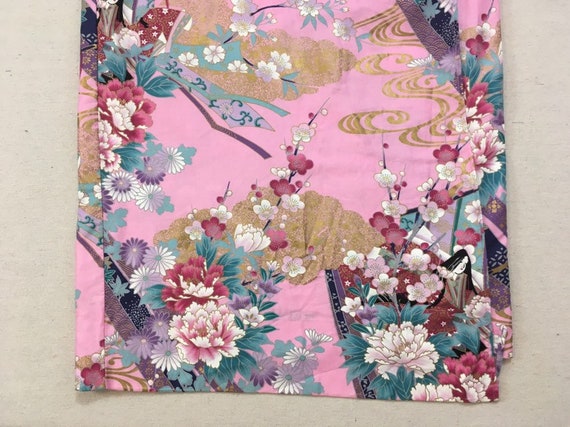 1980's, cotton kimono, in pink, with lavender, aq… - image 7