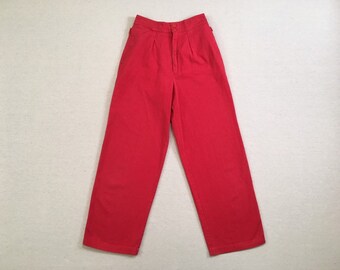 1980's, high waist, pleated front, chinos, in red, by Jones New York Sport