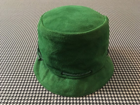 1960's, suede, bucket hat, in spring green