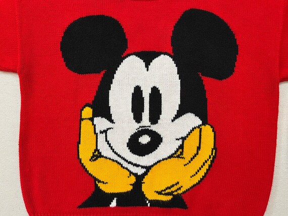 1980's, Mickey Mouse sweater in red with black, w… - image 2
