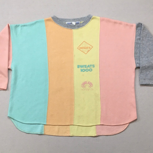 1980's, "SWEATS" sweatshirt, in pastel stripes