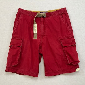 2000's, jersey lined, cargo shorts in burgundy by Structure