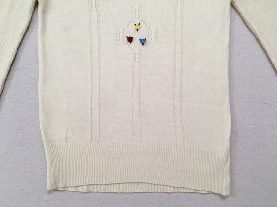 1970's, thin sweater, in cream, with burgundy, ye… - image 6