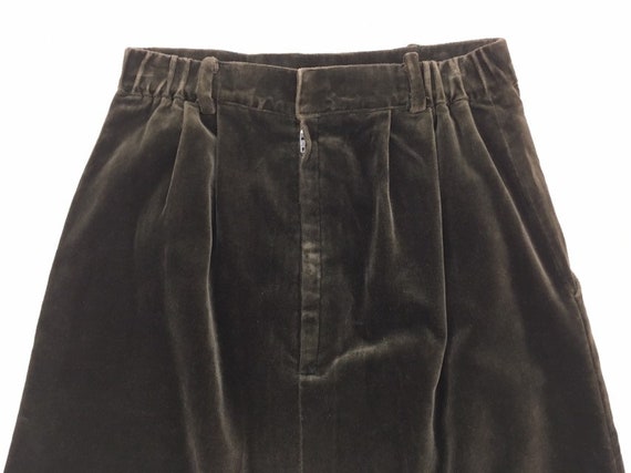 1980's, A-line, velvet skirt in dark olive-gray - image 10