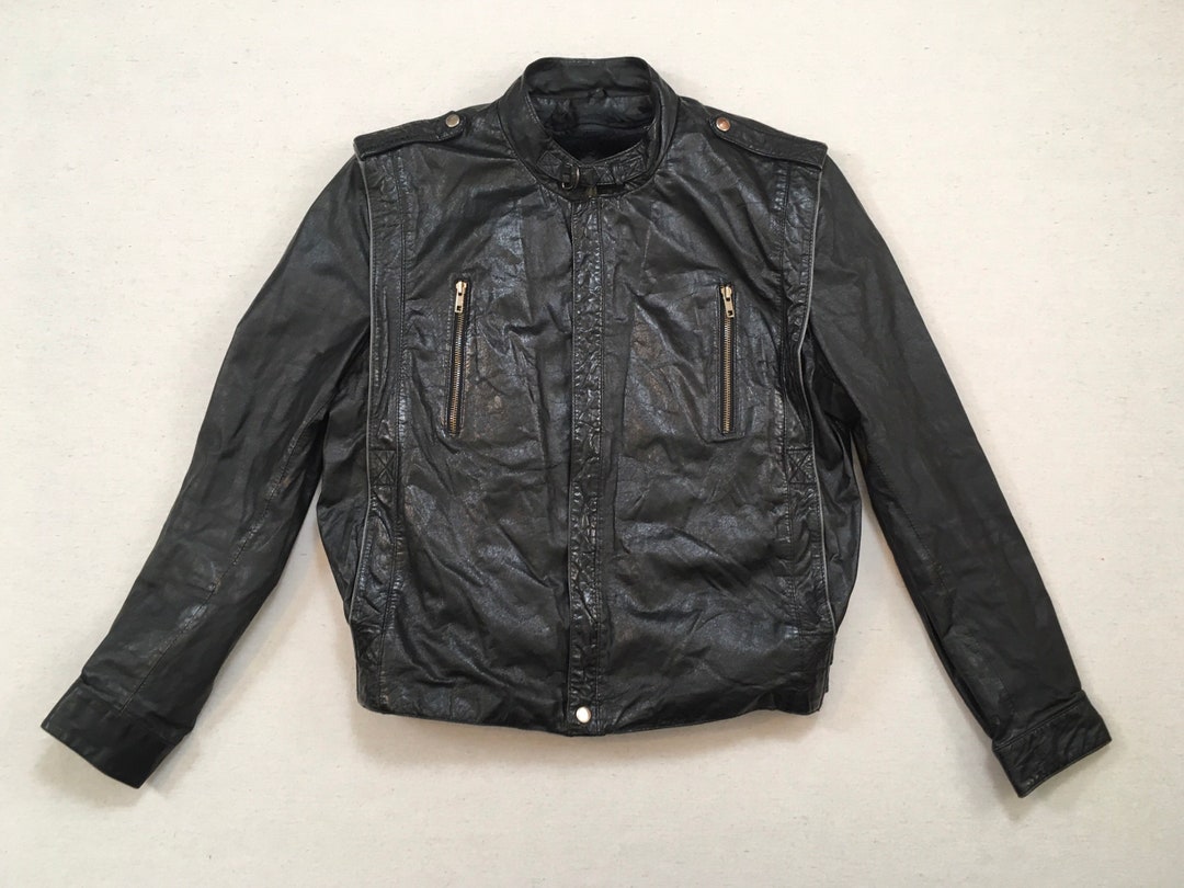 1980's Men's Fleece Lined Leather Jacket in Black - Etsy