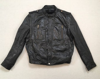 1980's, Men's, fleece lined, leather jacket in black, by Berman's