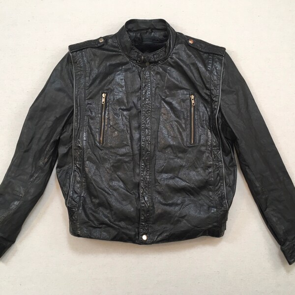 Fleece Lined Leather Jacket Men Etsy