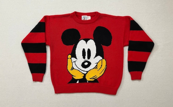 1980's, Mickey Mouse sweater in red with black, w… - image 1