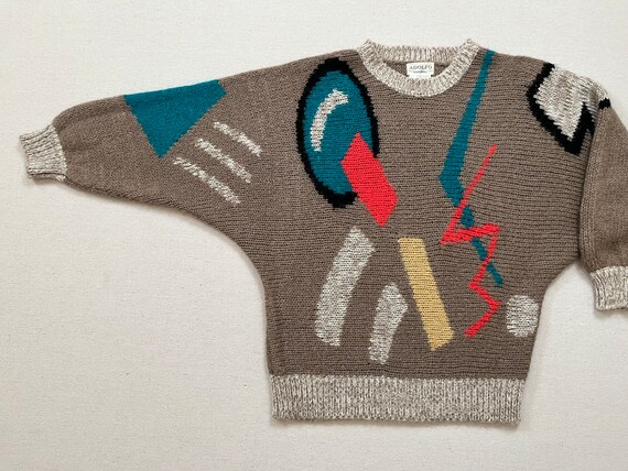 1980's, wool blend, Dolman Sleeve, tunic sweater … - image 2