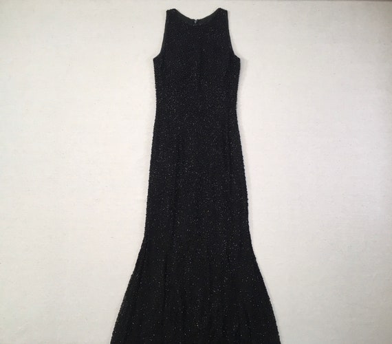 1990's, sleeveless, beaded silk, mermaid dress, i… - image 1