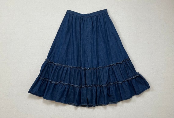 1980's, denim button front, ruffle skirt - image 9