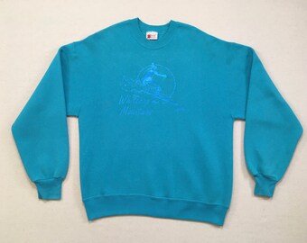 1980's, "Whitecap Mountains" ski sweatshirt, in turquoise