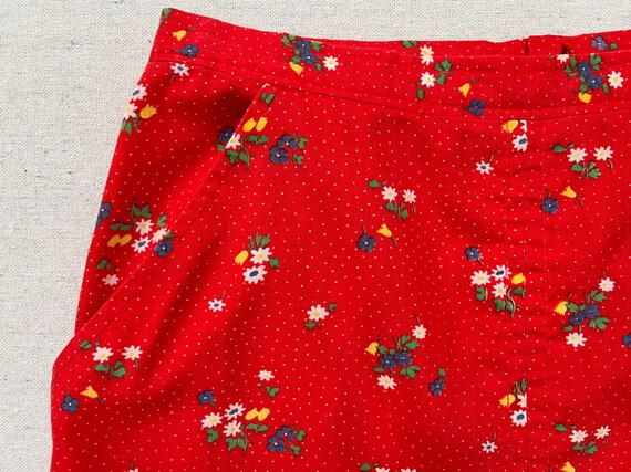 1970's, skirt in red with tiny white polka dots a… - image 3