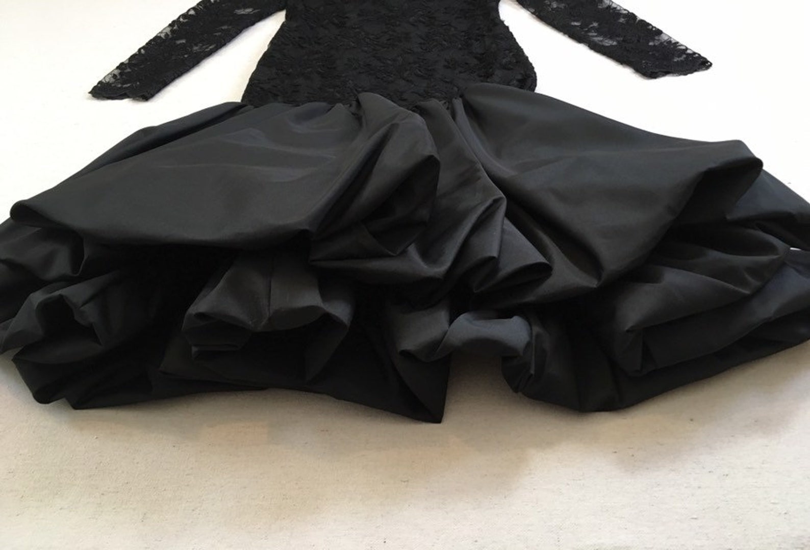 1980's Sheer Sleeve Mermaid Bubble Dress in Black Lace - Etsy