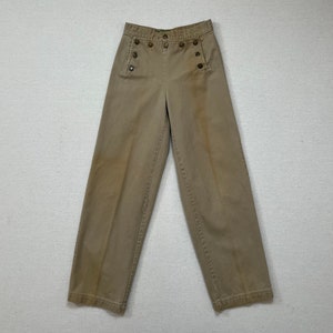 1990&#39;s, bib front, baggy, bareback jeans in khaki