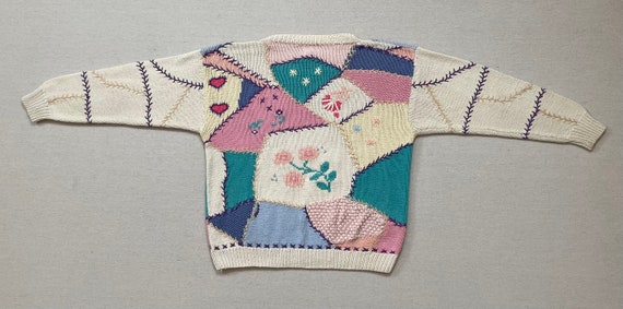 1980's, handknit, cotton sweater in cream with tu… - image 10