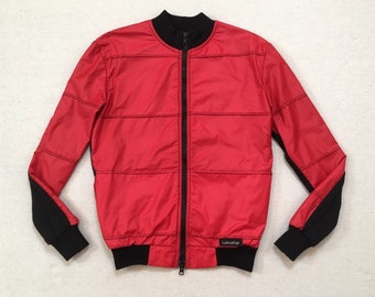 1980's, cycling jacket, in red and black, by Bellweather