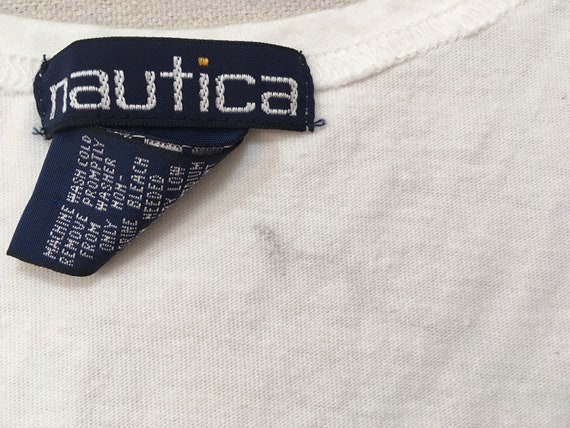 1990's, cotton, NAUTICA tank in white with navy a… - image 9